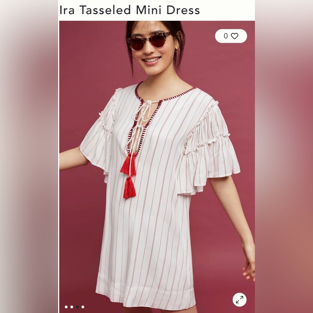 NWT Moon River Ira Tasseled Mini Dress Tunic Women's Beach Coverup ResortWear